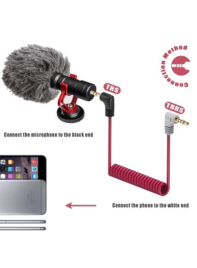 Ancable TRS to TRRS Cable, Ancable 3.5mm Male to Male Right Angle Adaptor Cable Compatible for Rode SC7, iPhone, Smartphone Connect, VideoMic, VideoMicro Go, BOYA - Image 1