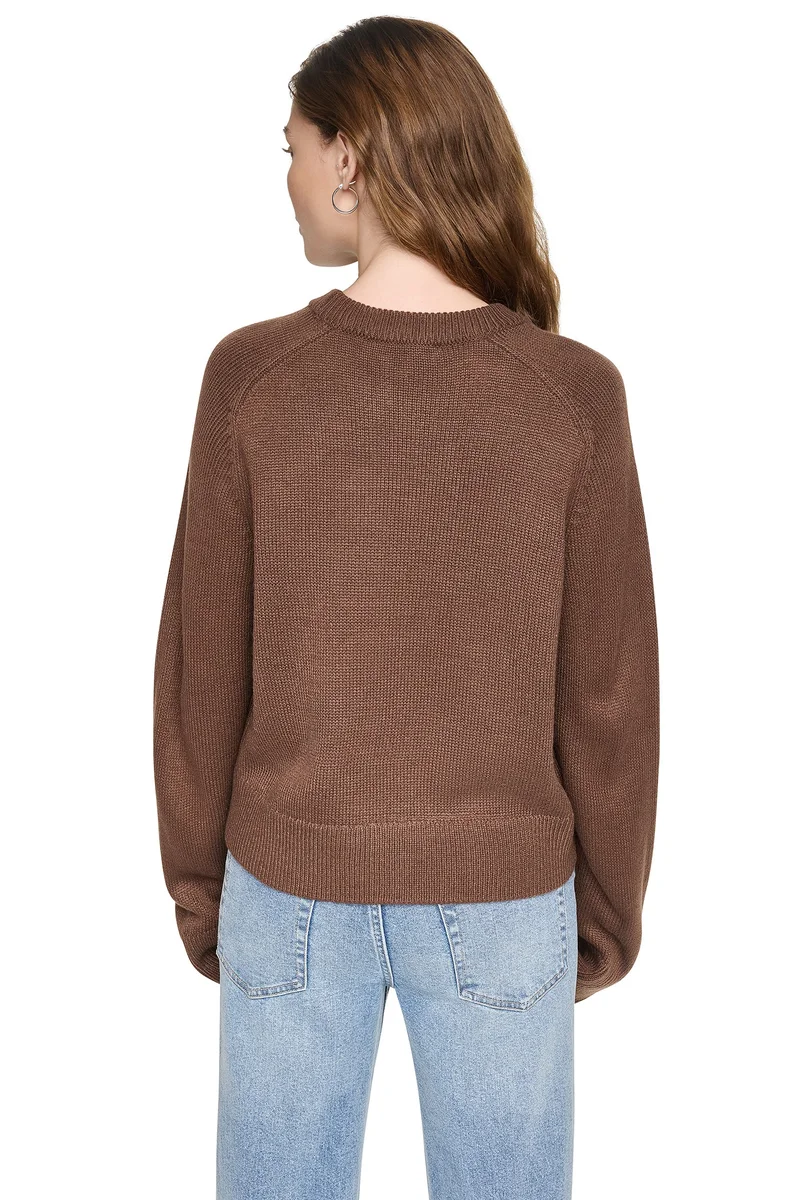 DKNY CONTRAST VARSITY LOGO SWEATER