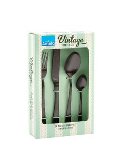 Amefa 24-Piece Ergonomic Handles Vintage Cutlery Set Black 1410ATVGX4C40  - Image 2