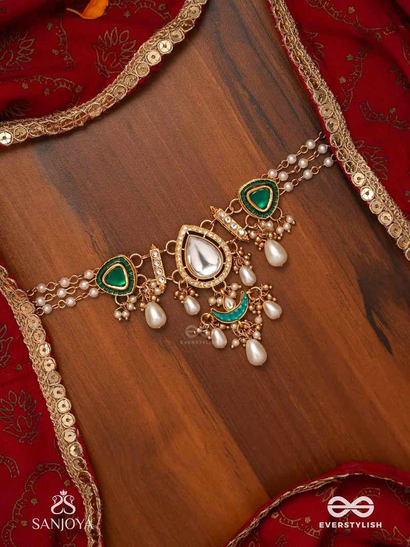 SANJOYA BY EVERSTYLISH Ratnodya Rising Gem Dazzling Kundan Choker With Pearls And Royal Green And Gold Accents Lightweight Jewelry For Women | Party, Festive, Wedding & Gifting - Image 4