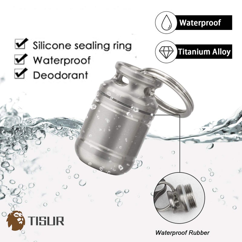 TISUR Portable Pill Cases, Metal Titanium Pill Holder Pocket Pill Box Keychain Waterproof Pill Bottle Medicine Organizer Case Container for Travel Purse Outdoor Camping - Image 4