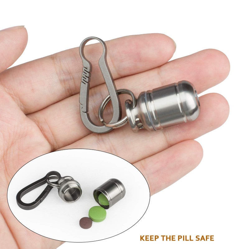 TISUR Portable Pill Cases, Metal Titanium Pill Holder Pocket Pill Box Keychain Waterproof Pill Bottle Medicine Organizer Case Container for Travel Purse Outdoor Camping - Image 5