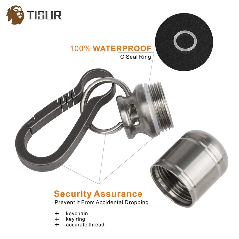 TISUR Portable Pill Cases, Metal Titanium Pill Holder Pocket Pill Box Keychain Waterproof Pill Bottle Medicine Organizer Case Container for Travel Purse Outdoor Camping - Image 3