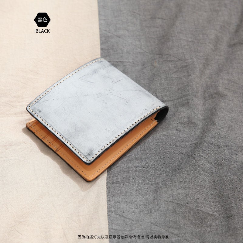 2024 New Leather Wallet Wholesale Fog Wax Top Layer Cowhide Wallet Short Vegetable Tanned Leather Wallet Cross-border Exclusive Red