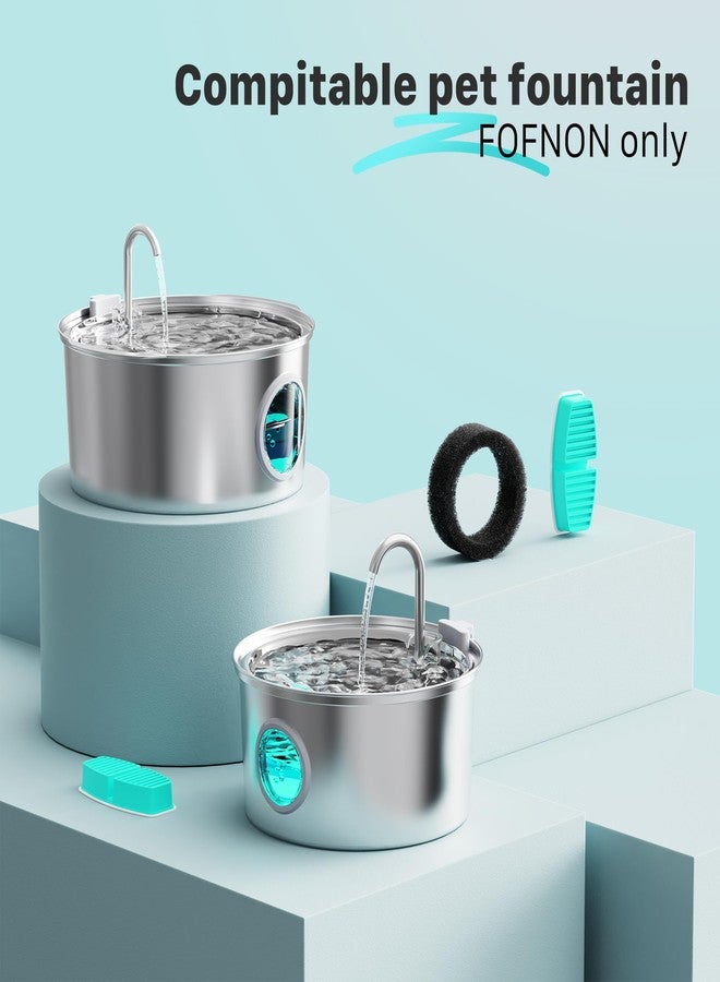 FOFNON Pet Fountain Filter Replacement: 16 Pet Water Fountain Filters for FOFNON Cat Water Fountains - 4 Months Set of Cat Fountains Filter - Including 8 Pieces of Filters + 8 Pieces Sponges - Image 2