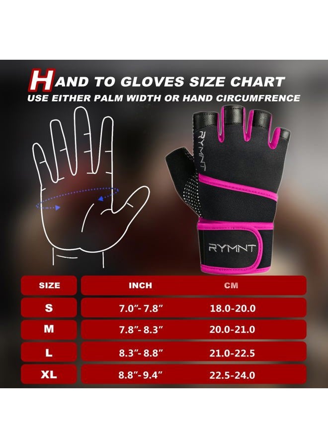 RYMNT Workout Gloves with Weight Lifting Wrist Wrap,Vented Cushioned Palm & Extra Grip for Men Women Gym,Weightlifting,Fitness Training,Fitness,Exercise,WODs,Pullups.Pink-Medium - Image 4