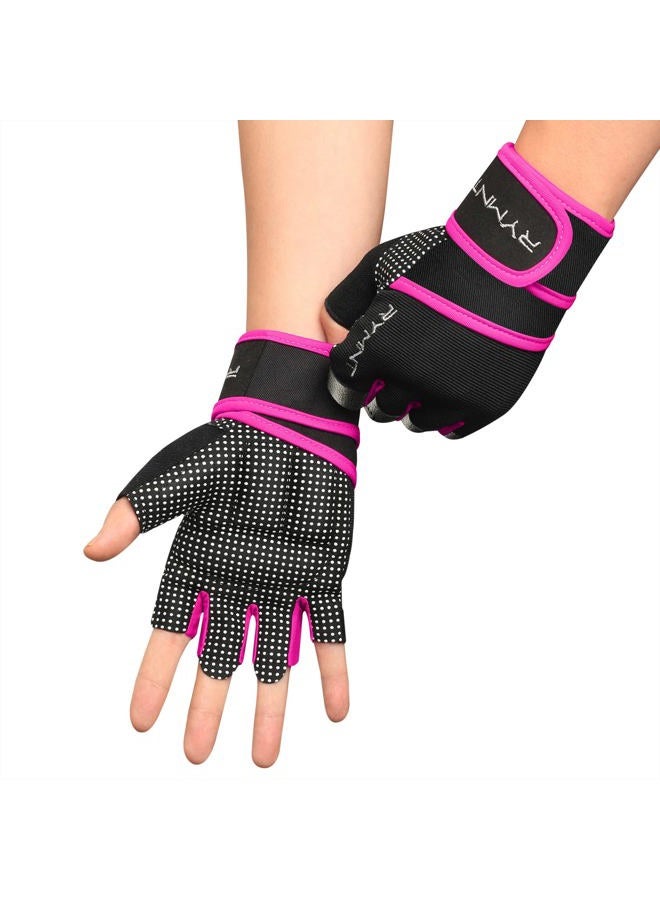 RYMNT Workout Gloves with Weight Lifting Wrist Wrap,Vented Cushioned Palm & Extra Grip for Men Women Gym,Weightlifting,Fitness Training,Fitness,Exercise,WODs,Pullups.Pink-Medium - Image 1