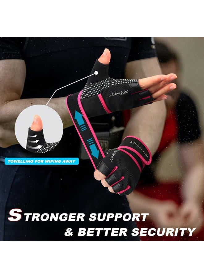 RYMNT Workout Gloves with Weight Lifting Wrist Wrap,Vented Cushioned Palm & Extra Grip for Men Women Gym,Weightlifting,Fitness Training,Fitness,Exercise,WODs,Pullups.Pink-Medium - Image 3