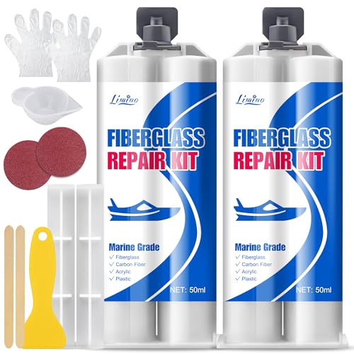 Limino Marine Fiberglass Repair Kit 100ml Fiberglass Resin Filler for Fiberglass Bathtub Chips Cracks Holes Scratch Repair Gel Coat Repair Kit for Boats Jet Skis Surf Boat Kayak UVResistant - Image 1