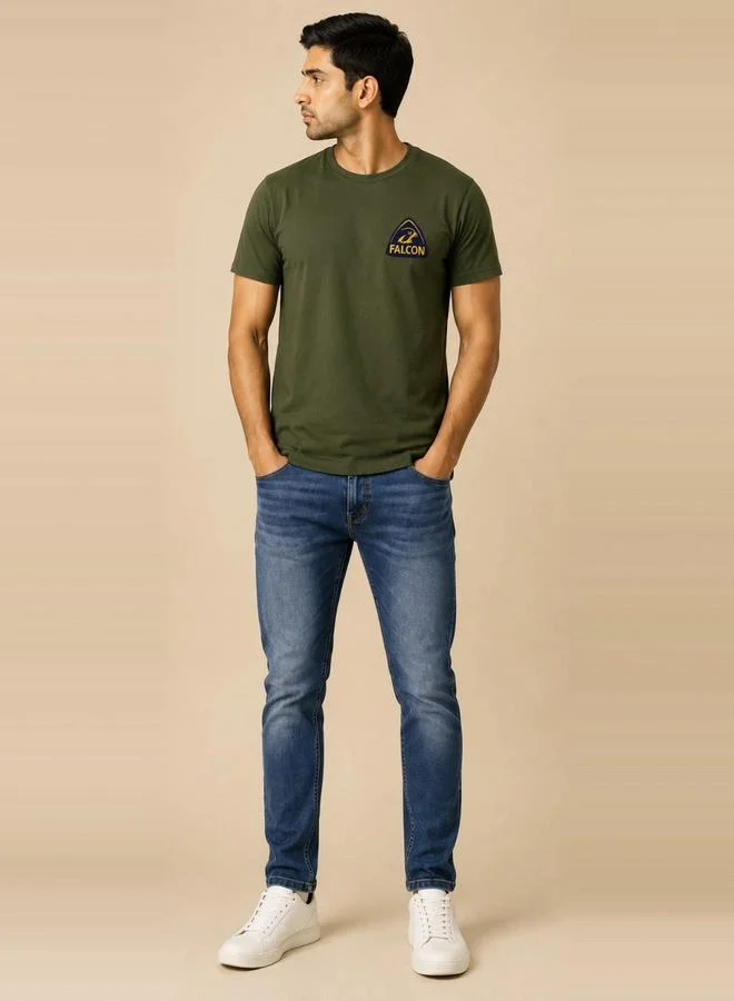 Take Two Olive Graphic Crew Neck T-Shirt By Falcon