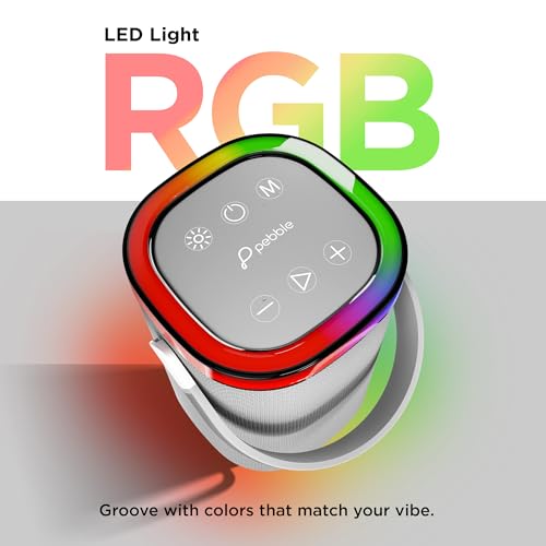 Pebble Newly Launched Mystic Bluetooth Speaker with RGB Lights, 1800mAh Battery, Premium Fabric Design, Type-C Fast Charging, FM/TFT/USB/AUX Support, Wireless Speaker with Multicolor LED Modes - Grey - Image 3