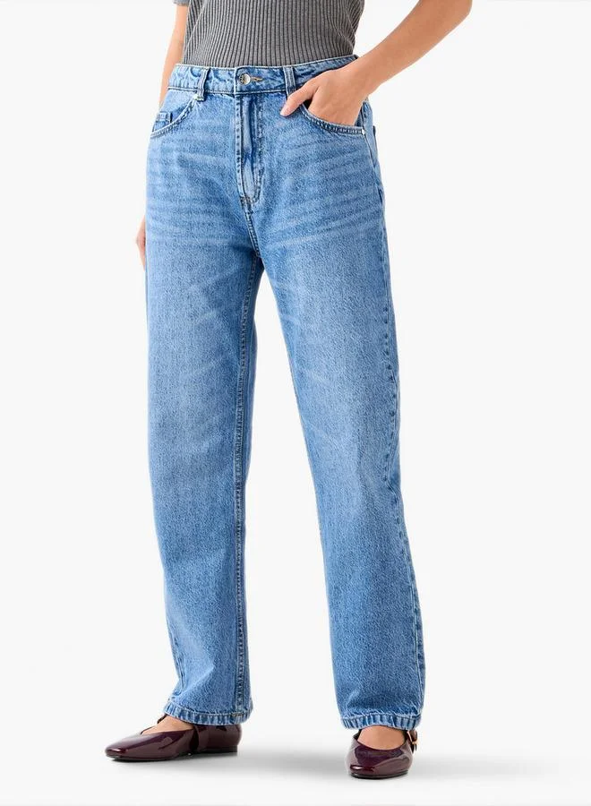 لي كوبر جينز لي كوبر قطن بخصر مرتفع وقصة مستقيمة مع جيوب