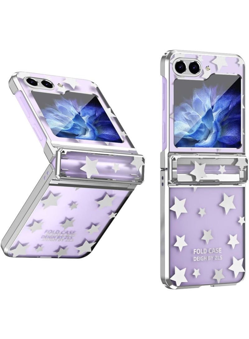 SOLARAE Designed for Galaxy Z Flip 5 Case, for Samsung Flip 5 Full Cover Shockproof Slim Phone Protection Case, with Hinge Protection and Built-in Back Screen Protector (Silver) - Image 1