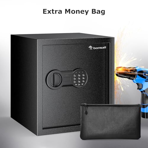 Bonsaii Security Safe Box with Money Bag, 1.28 Cubic Feet Large Document Safe Box for Home, Digital Keypad Lock, Removable Shelf for Money, Medicine, Valuables, 12.99 x 14.17 x 12.99 Inches - Image 2