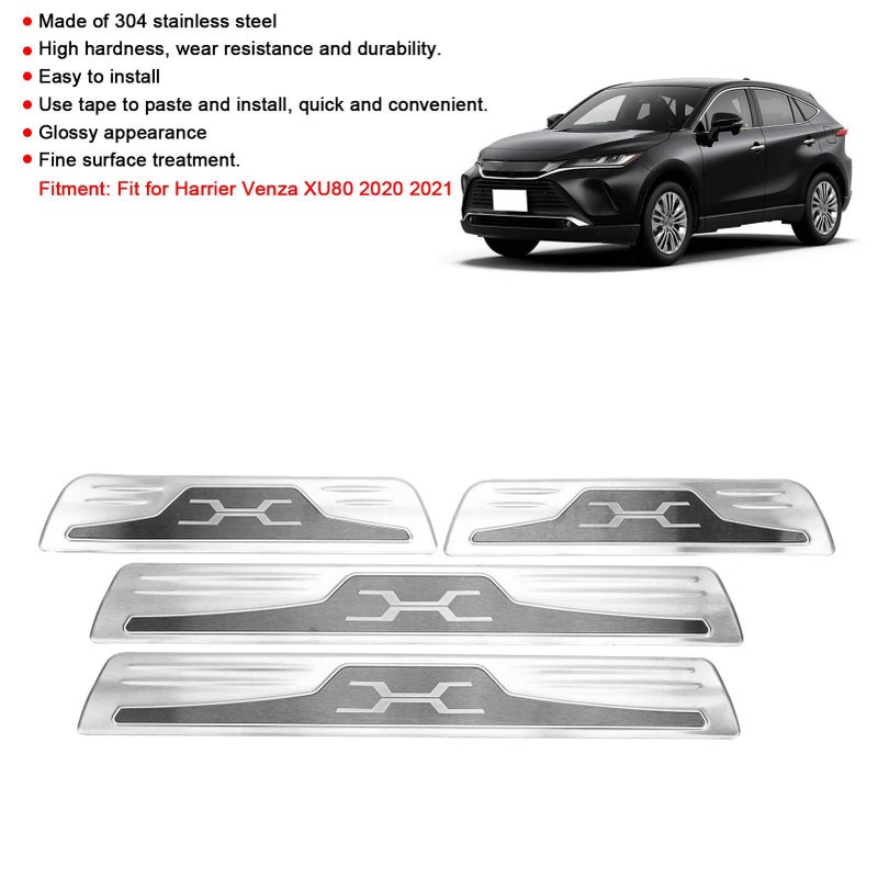 Door Sill Scuff Plate 4pcs Stainless Steel Car Door Sill Scuff Cover Trims Self Adhesive Door Step Protector For Venza XU80 2020 2021 Black - Image 4