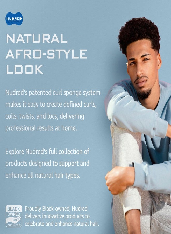 نودريد إسفنجة نودريد للشعر للرجال والنساء ذوي البشرة السمراء، إسفنجة لف الشعر، أداة العناية بتجعيد الشعر، فرش لتجعيد الشعر الأفريقي، والتجعيدات، واللفائف، والتسريحات الملتوية، فرشاة إسفنجية لتجعيد الشعر (فضية، ملتوية) - Image 2