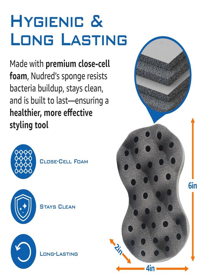 نودريد إسفنجة نودريد للشعر للرجال والنساء ذوي البشرة السمراء، إسفنجة لف الشعر، أداة العناية بتجعيد الشعر، فرش لتجعيد الشعر الأفريقي، والتجعيدات، واللفائف، والتسريحات الملتوية، فرشاة إسفنجية لتجعيد الشعر (فضية، ملتوية) - Image 4