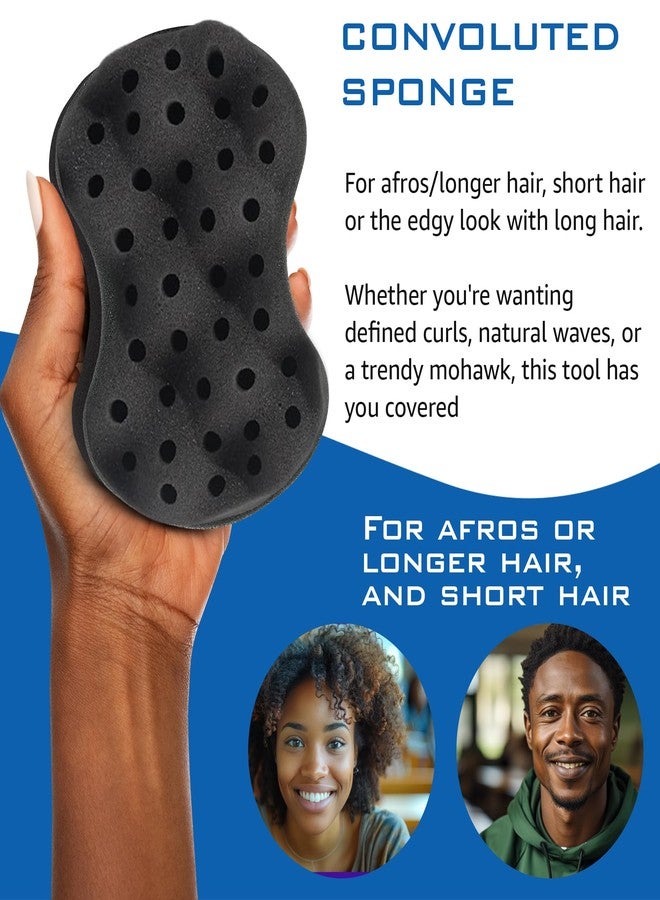 نودريد إسفنجة نودريد للشعر للرجال والنساء ذوي البشرة السمراء، إسفنجة لف الشعر، أداة العناية بتجعيد الشعر، فرش لتجعيد الشعر الأفريقي، والتجعيدات، واللفائف، والتسريحات الملتوية، فرشاة إسفنجية لتجعيد الشعر (فضية، ملتوية) - Image 3