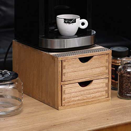 DDYURI Drawer Holder for Coffee Brew - Kitchen Machine Stand Shelf Contertop - Serve Coffee Station and Pod Capsule Storage Organizer for Home Decor Office Storage Solution 2-Tier CF2D2C-Light - Image 1