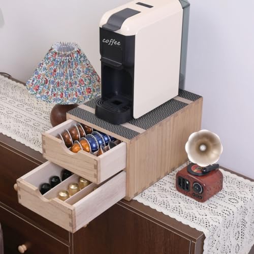 DDYURI Drawer Holder for Coffee Brew - Kitchen Machine Stand Shelf Contertop - Serve Coffee Station and Pod Capsule Storage Organizer for Home Decor Office Storage Solution 2-Tier CF2D2C-Light - Image 2