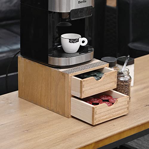 DDYURI Drawer Holder for Coffee Brew - Kitchen Machine Stand Shelf Contertop - Serve Coffee Station and Pod Capsule Storage Organizer for Home Decor Office Storage Solution 2-Tier CF2D2C-Light - Image 3