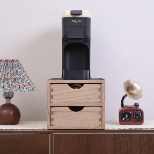 DDYURI Drawer Holder for Coffee Brew - Kitchen Machine Stand Shelf Contertop - Serve Coffee Station and Pod Capsule Storage Organizer for Home Decor Office Storage Solution 2-Tier CF2D2C-Light - Image 4