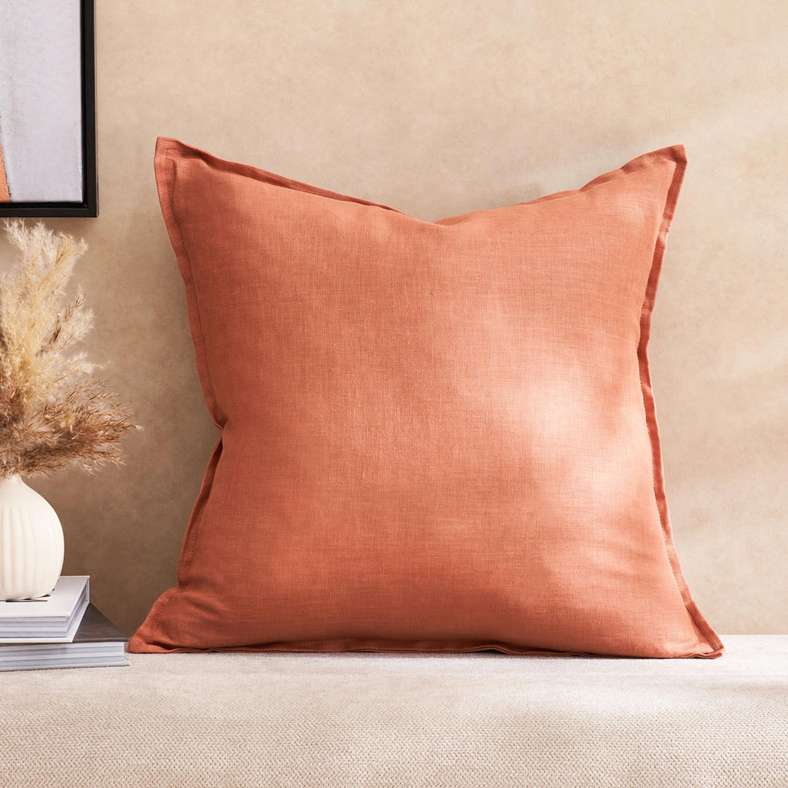 Pan Home Rust Linen Cushion for Home Decor