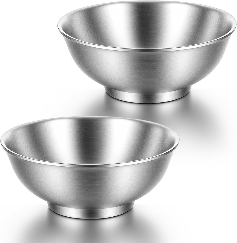 Molain 2 Pcs 54oz Large Double Walled Insulated Ramen Bowls, 304 Stainless Steel Salad Bowls Silver Soup Noodle Serving Bowl for Pasta Fruit Ice Cream Dishwasher Safe - Image 1