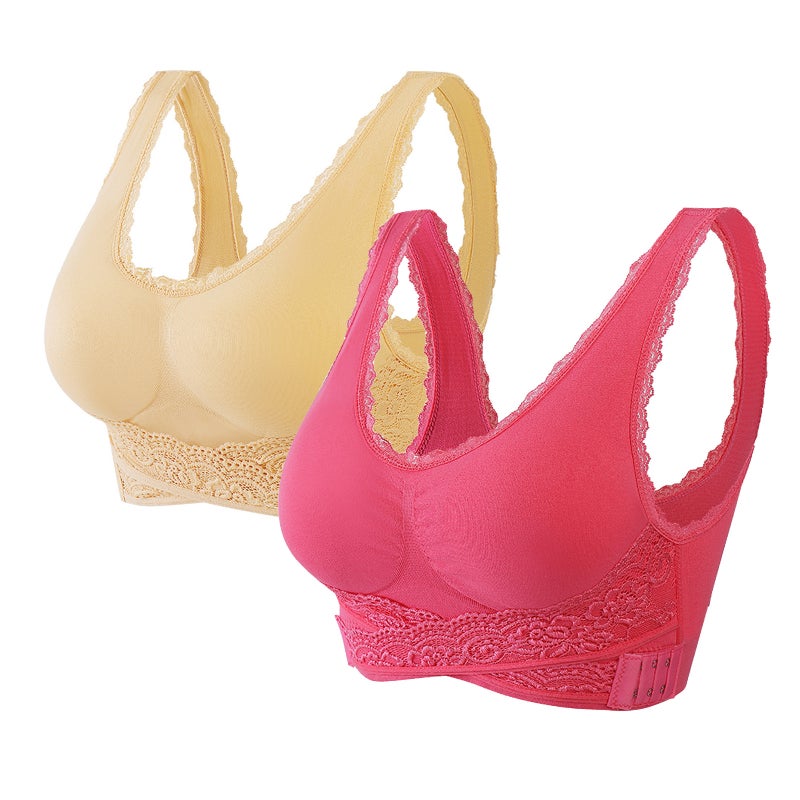 Cross-Border 2-piece side buckle front cross sports bra without steel ring adjustable gathered lace yoga running vest - Image 1