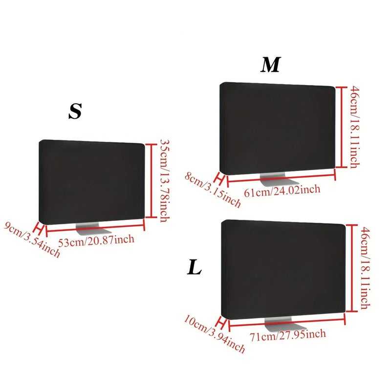 Upgraded Version Computer Monitor Dust Cover M Size 1 Piece For 20 24 27 Inch Screens Durable Long Lasting Protection Black - Image 3