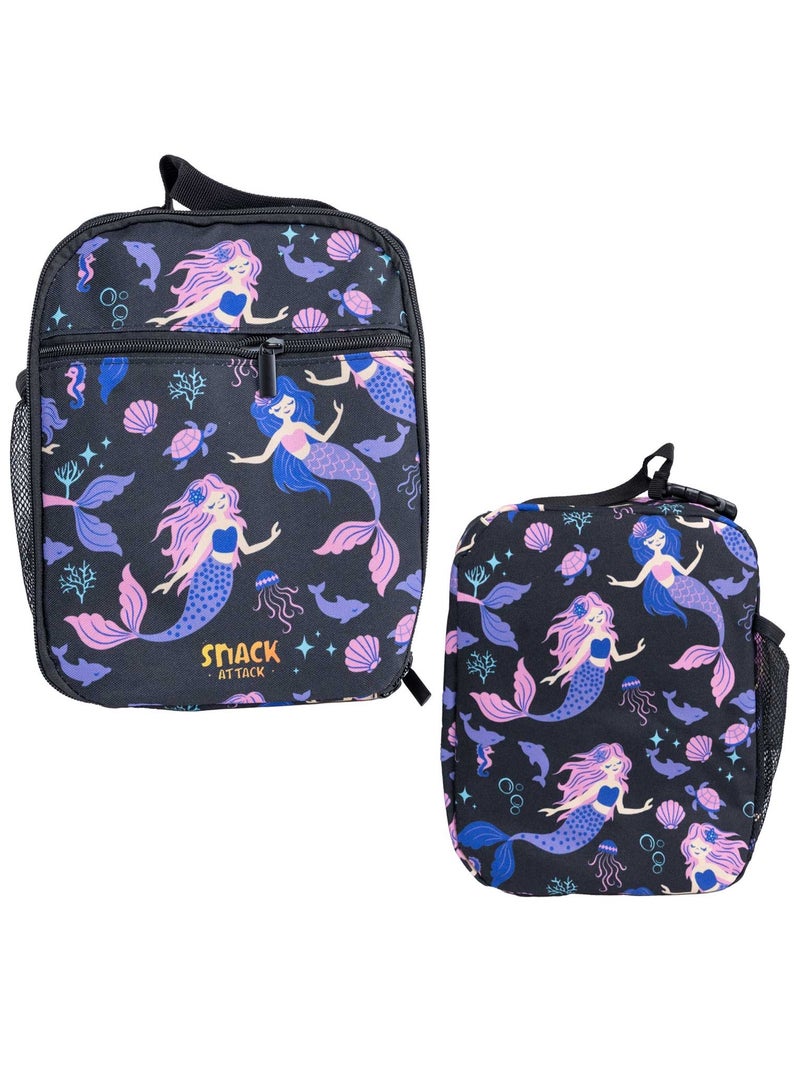 Snack attack Snack Attack Kids Insulated Lunch Bag – Mermaid Ocean Fantasy Theme – Leakproof & Lightweight – Thermal Lining with Adjustable Strap & Mesh Side Pocket – Ideal for Girls Ages 3–10  - Image 1