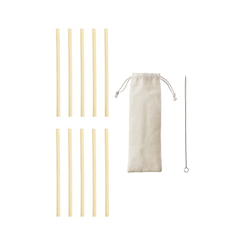 True Natural Straws Set of 10 Reusable  Biodegradable Durable EcoFriendly Accessories Brown Bamboo