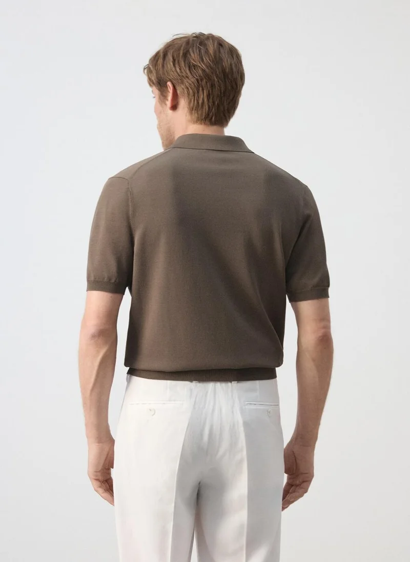 مانجو مان Knitted Polo Shirt With Zip