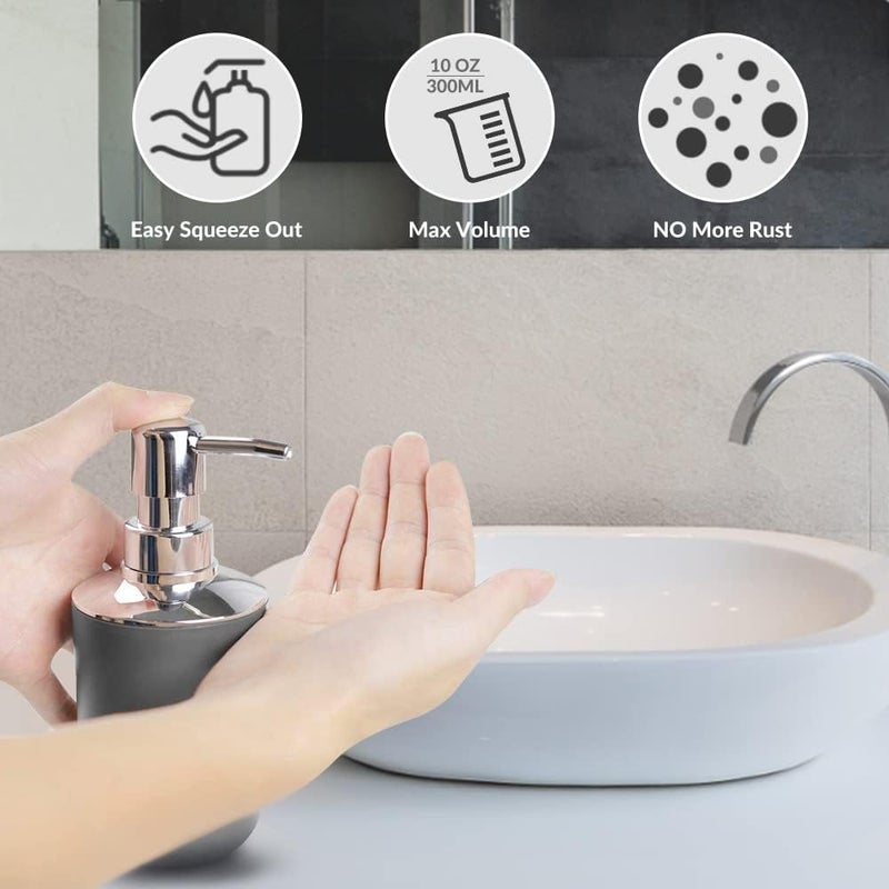 UYCCIMB Bathroom Sets Accessories,Plastic 6 Piece Bathroom Accessory Set Bathroom Trash Can Set With Drawstring Trash Bags,Toothbrush Holder Set,Soap dispenser,Tooth Mug,Soap Dish,Toilet Brush Holder(Grey) - Image 5