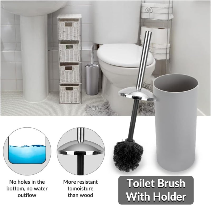 UYCCIMB Bathroom Sets Accessories,Plastic 6 Piece Bathroom Accessory Set Bathroom Trash Can Set With Drawstring Trash Bags,Toothbrush Holder Set,Soap dispenser,Tooth Mug,Soap Dish,Toilet Brush Holder(Grey) - Image 4
