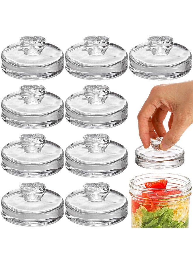 Okllen 9 Pack Glass Fermentation Glass Weights for Large Wide Mouth Mason Jars, Pickling Glass Weight with Easy Grip Handle, Dishwasher Safe - Image 1