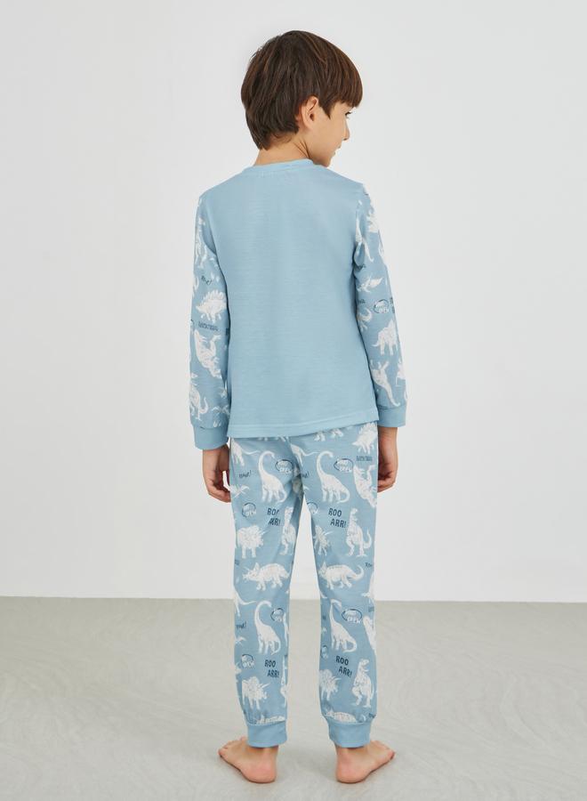 ستايلي طقم بيجامة وتيشيرت بأكمام طويلة وطبعة شعار ستايلي - Image 4