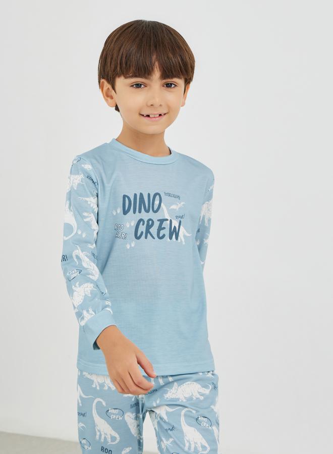 ستايلي طقم بيجامة وتيشيرت بأكمام طويلة وطبعة شعار ستايلي - Image 2