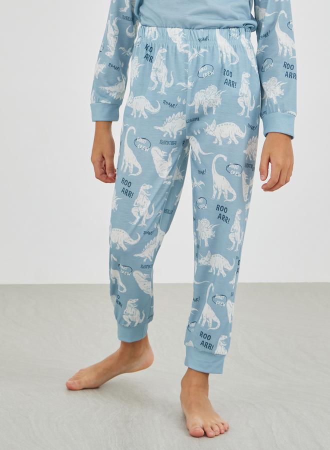 ستايلي طقم بيجامة وتيشيرت بأكمام طويلة وطبعة شعار ستايلي - Image 5