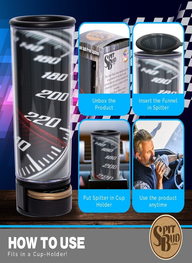 Spit Bud Speedometer by Spit Bud - The Ultimate Spittoon for Chew - Portable Dip & Snuff Cup with Lid, Pop Tab, Spill-Proof Funnel, Can Cutter & Holder - Fit in Cup Holders - Holds 8oz - Made in USA - Image 4