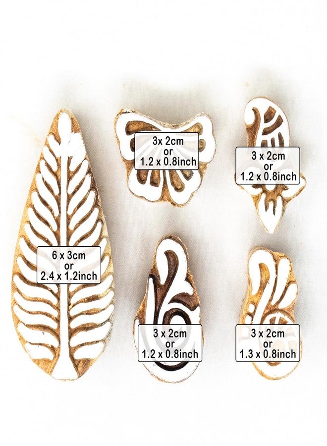 TwoGrams | Set of 5 | Wooden Indian Traditional Design Printing Stamps/Blocks for Printing Saree Border/Dresses/Craft Card Making/Scrapbook/Clay Pottery - Image 4