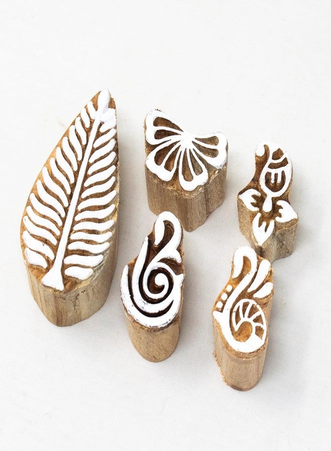 TwoGrams | Set of 5 | Wooden Indian Traditional Design Printing Stamps/Blocks for Printing Saree Border/Dresses/Craft Card Making/Scrapbook/Clay Pottery - Image 2