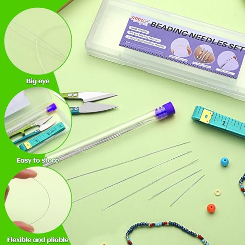 UOOU 30 Pcs Big Eye Beading Needles, 10 Sizes Beading Needles for Seed Beads, Jewelry Making Supplies Bead Needles for Jewelry Making - Image 3