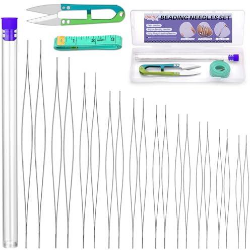 UOOU 30 Pcs Big Eye Beading Needles, 10 Sizes Beading Needles for Seed Beads, Jewelry Making Supplies Bead Needles for Jewelry Making - Image 1