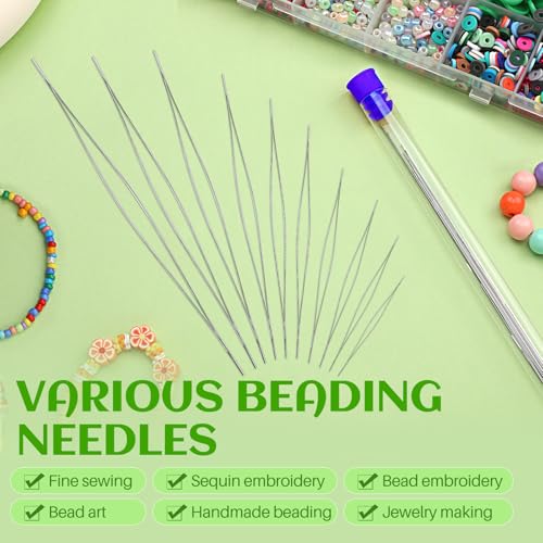 UOOU 30 Pcs Big Eye Beading Needles, 10 Sizes Beading Needles for Seed Beads, Jewelry Making Supplies Bead Needles for Jewelry Making - Image 5