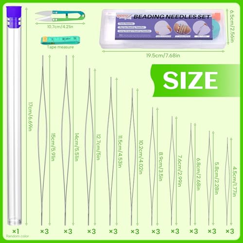 UOOU 30 Pcs Big Eye Beading Needles, 10 Sizes Beading Needles for Seed Beads, Jewelry Making Supplies Bead Needles for Jewelry Making - Image 2