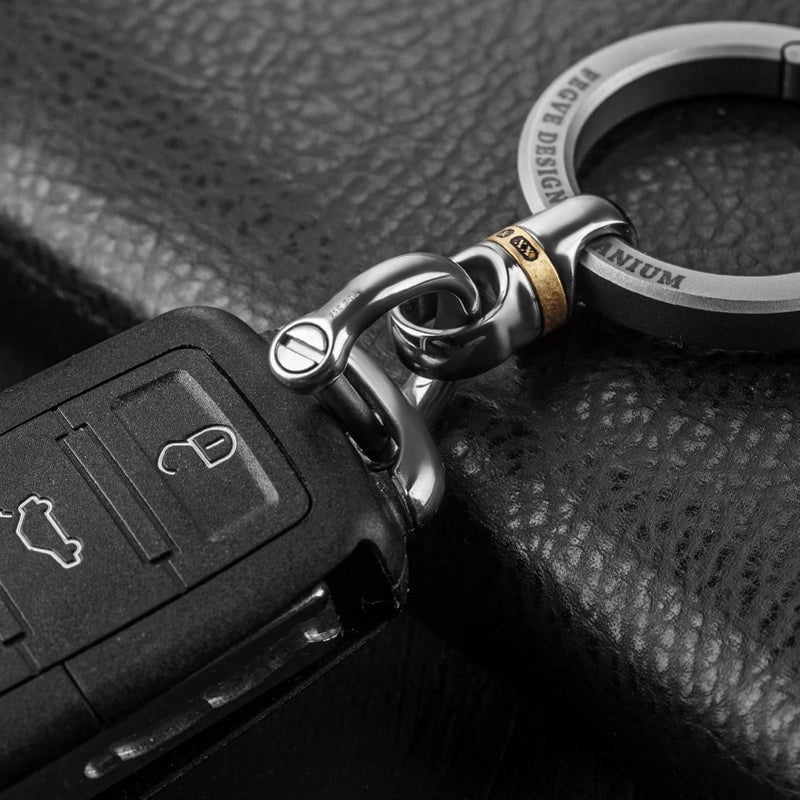 TISUR Titanium Key Ring for Keychain,Carabiner Key Chain Rings Connector with Detachable Keyring,Key Chain Assecories (1PC Titanium Copper Swivel +1PC SUS D-ring) - Image 4