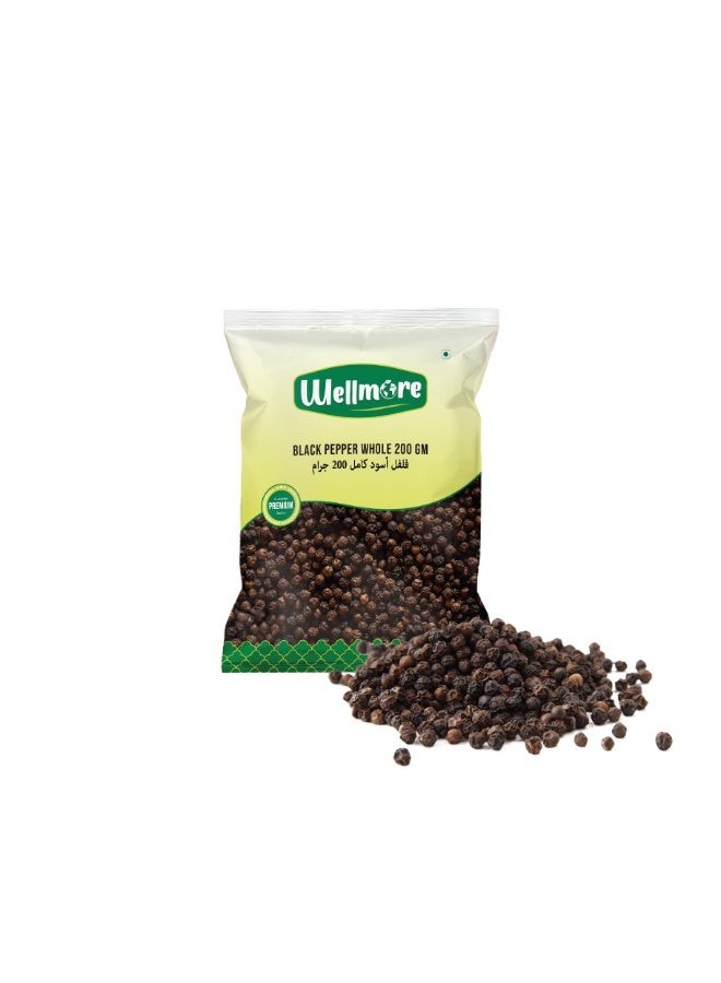 WellMore Black Pepper Whole 200 gm - Image 1