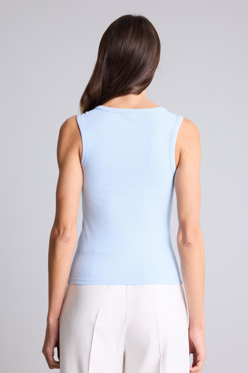 DeFacto Blue Woman Slim Fit Camisole U Collar Tank Top Casual - Image 5