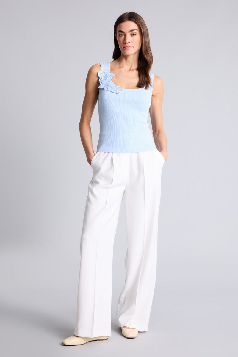 DeFacto Blue Woman Slim Fit Camisole U Collar Tank Top Casual - Image 2